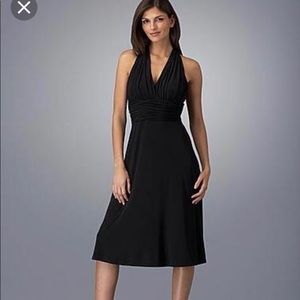 Mock halter neck black dress